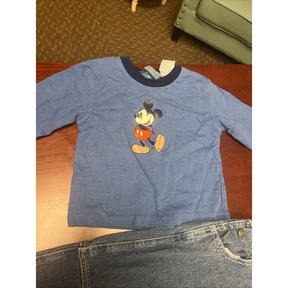 Vintage 90 Disney Mickey Mouse & Friends Embroidered Overalls & Shirt 2T - Picture 2 of 13
